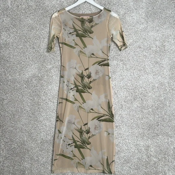Lisa Says Gah Zelda Midi Dress in Floral Mesh Size S - Picture 1 of 6